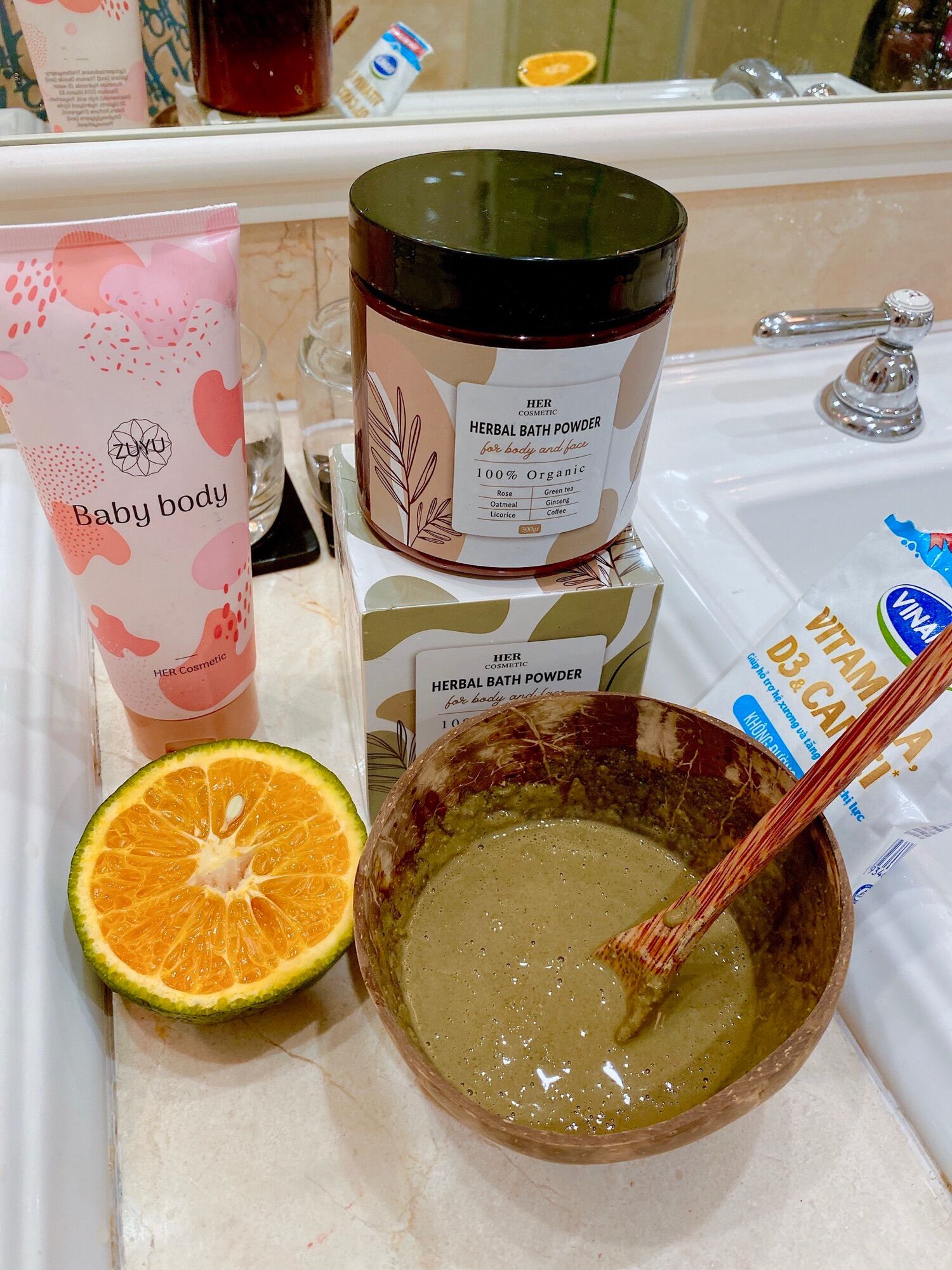 [COMBO] BÁT GÁO DỪA + MUỖNG GỖ DỪA