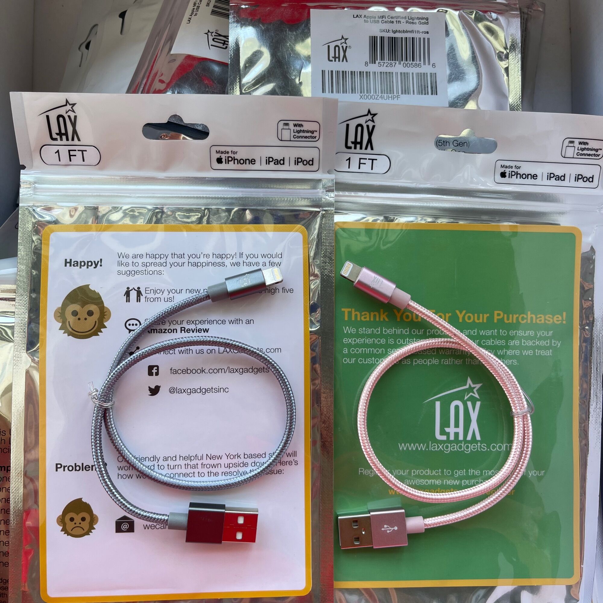 Cáp sạc ngắn mfi bọc dù lax usb a to lightning 38cm