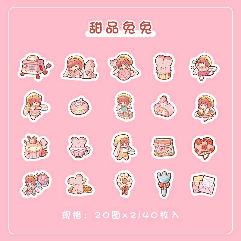 Hộp 40 hình dán sticker chibi dễ thương