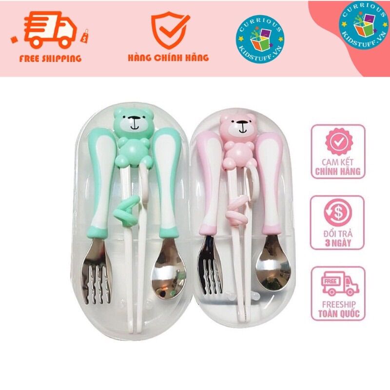 Set 3 đũa, thìa, dĩa cho bé tập ăn xuất Hàn của Zaracus