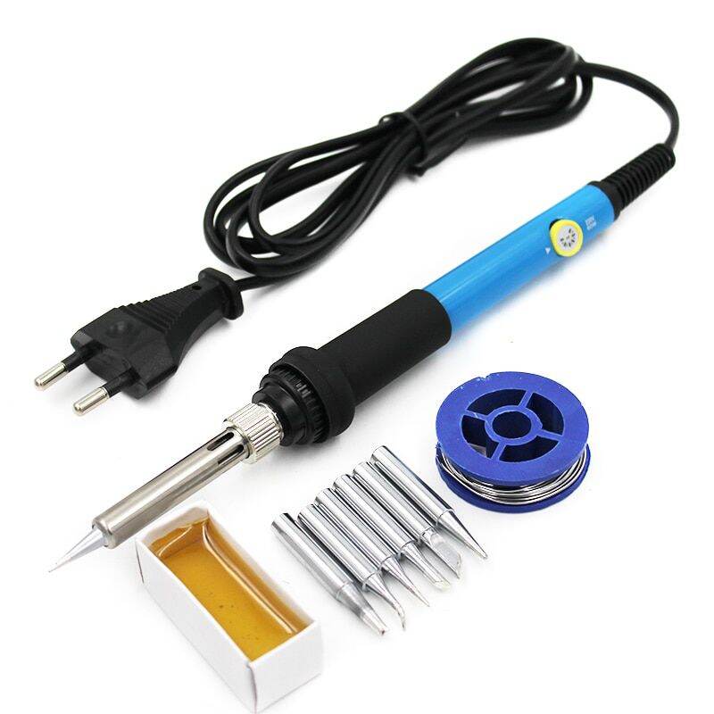 Sét máy hàn thiếc, mỏ hàn thiếc ,bút hàn thiếc mini 220v 60w gồm 6 mũi hàn dây hàn và mỡ hàn