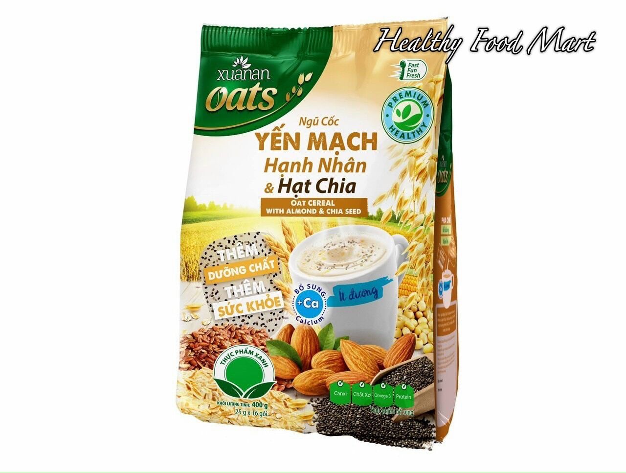 Ngũ cốc yến mạch hạnh nhân hạt chia xuân an 400gr