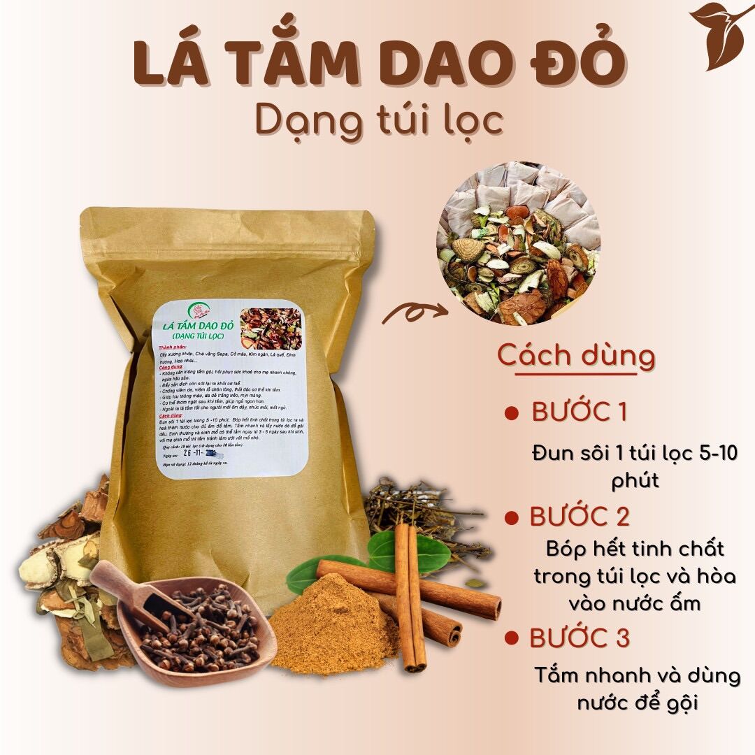 LÁ TẮM DAO ĐỎ SAU SINH (DẠNG TÚI LỌC)