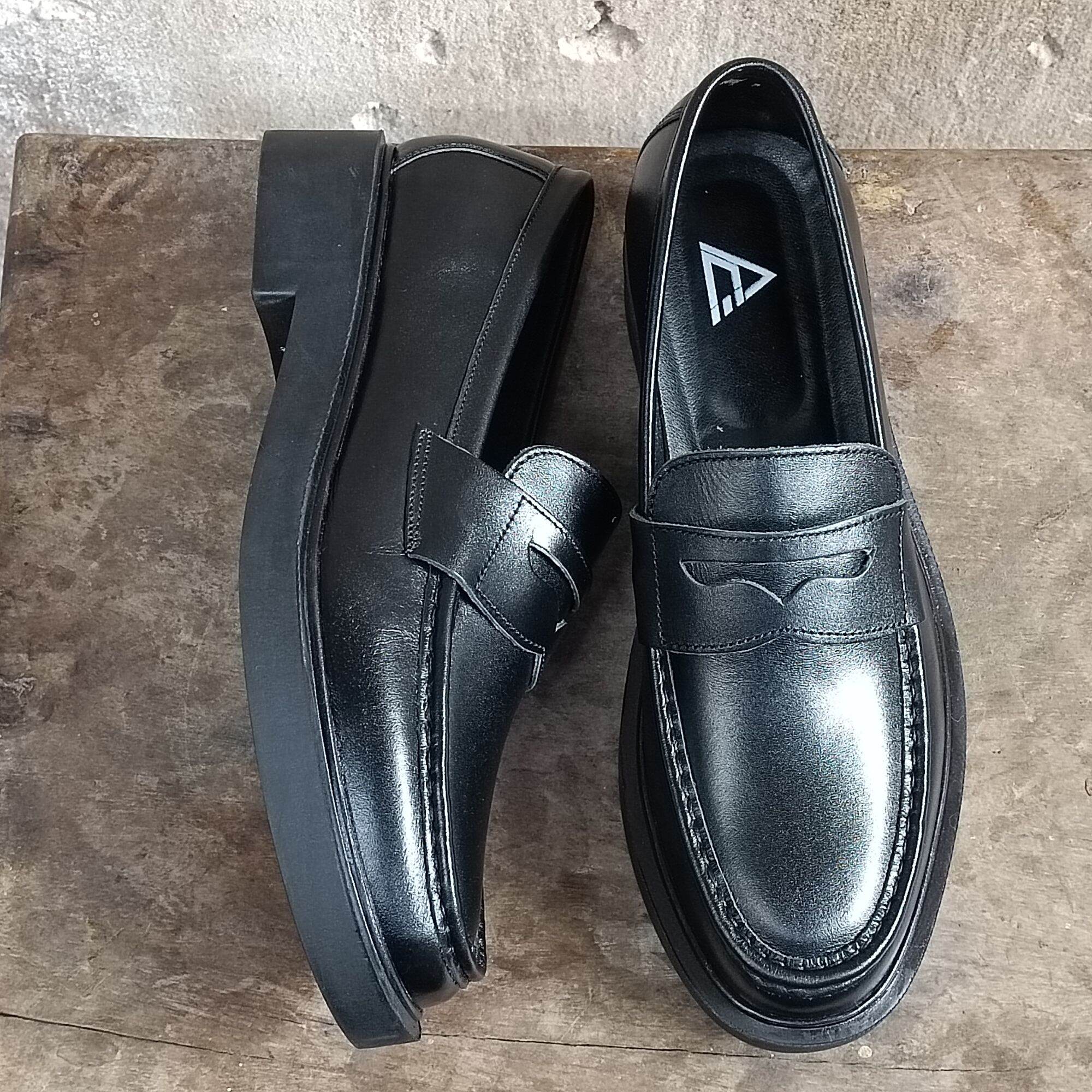 Giầy loafer nam da bò đế cao su tăng chiều cao 4cm