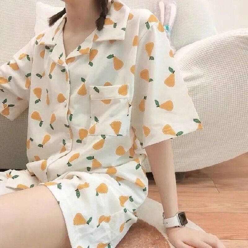 Bộ ngủ pizama cộc tay kate lụa loại 1 yêu luôn