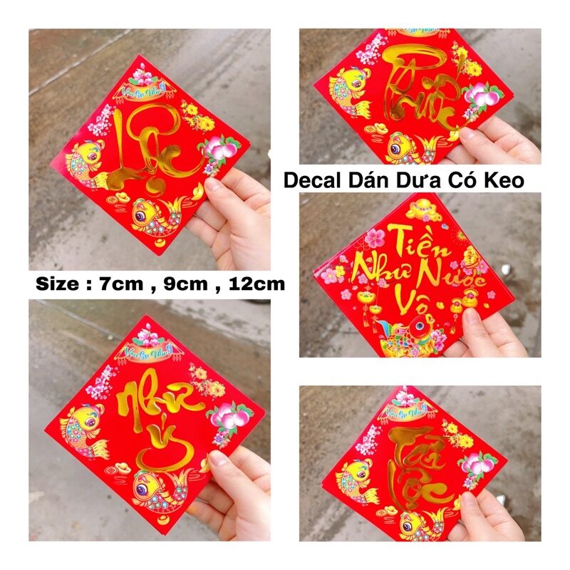 Set 10 giấy dán dưa decal có keo nhiều mẫu giao ngẫu nhiên trang trí tết
