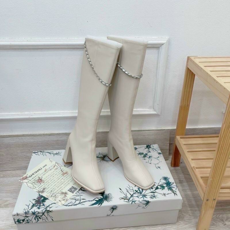 Bốt gối xích da nì gót 7p