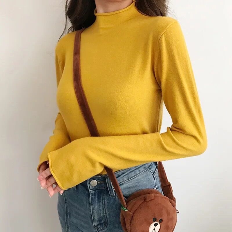 Áo len dài tay cổ cao 3 phân mềm mại