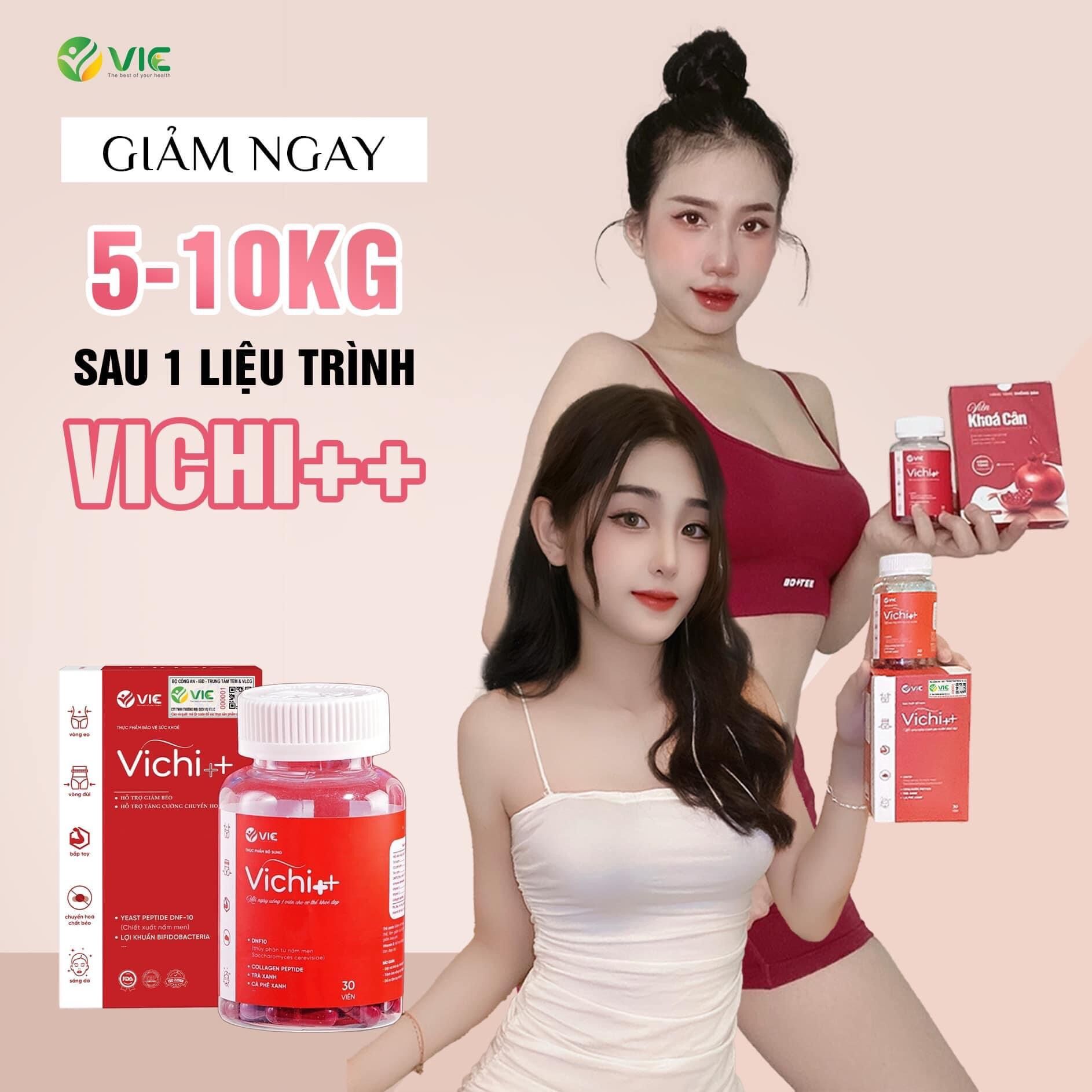 Giảm cân vichi++ giảm siêu mạnh cho cơ địa nhờn khó giảm tặng kèm 30v khoá cân