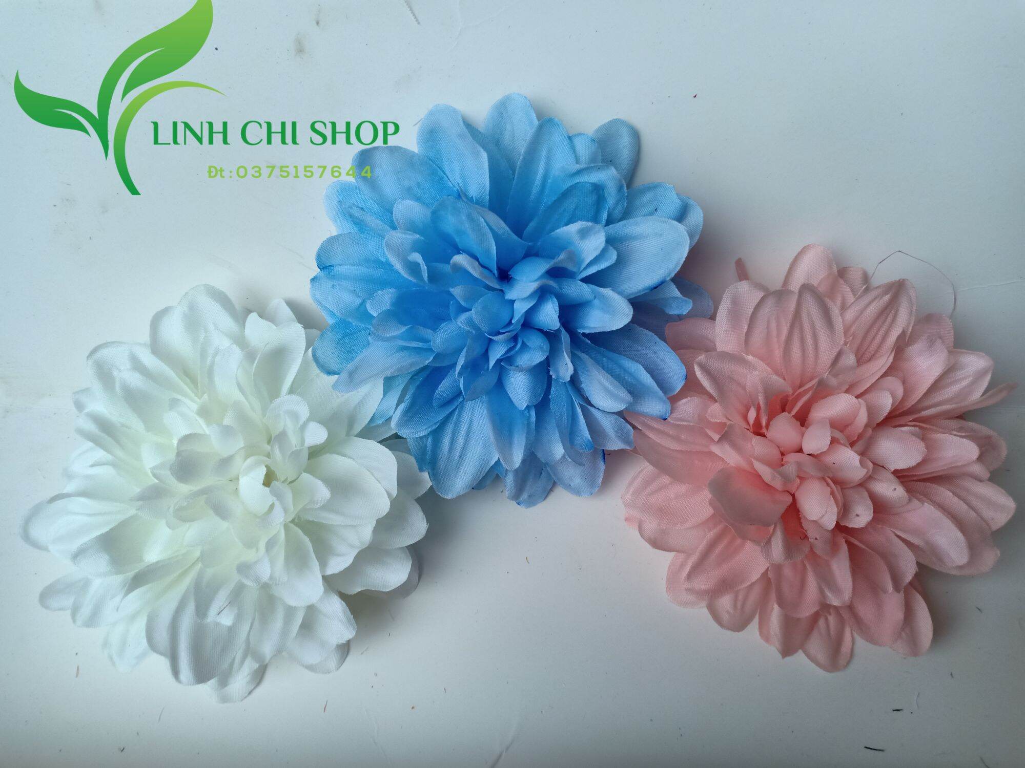 Đầu bông hoa thược dược 10cm _hoa giả, hoa lụa trang trí