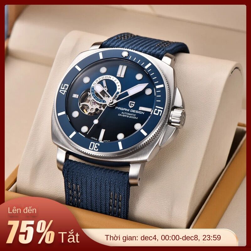 Đồng Hồ Cơ Nam Thể Thao Pagani Design Thời Trang Sapphire Chống Nước 200m Mã Thời Gian Tự Động 2023 Phong Cách Doanh Nhân Mới Relogio Masculino Vỏ Thép Không Gỉ Tay Phát Sáng Chống Sốc Bơi Lội Dây Cao Su