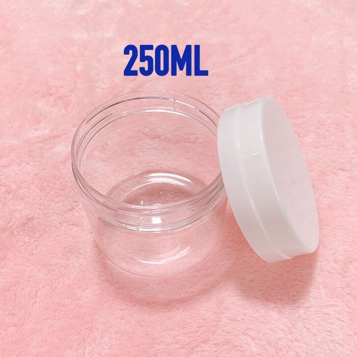 Hộp nhựa đựng slime 250ml nắp trắng - nguyên liệu slime