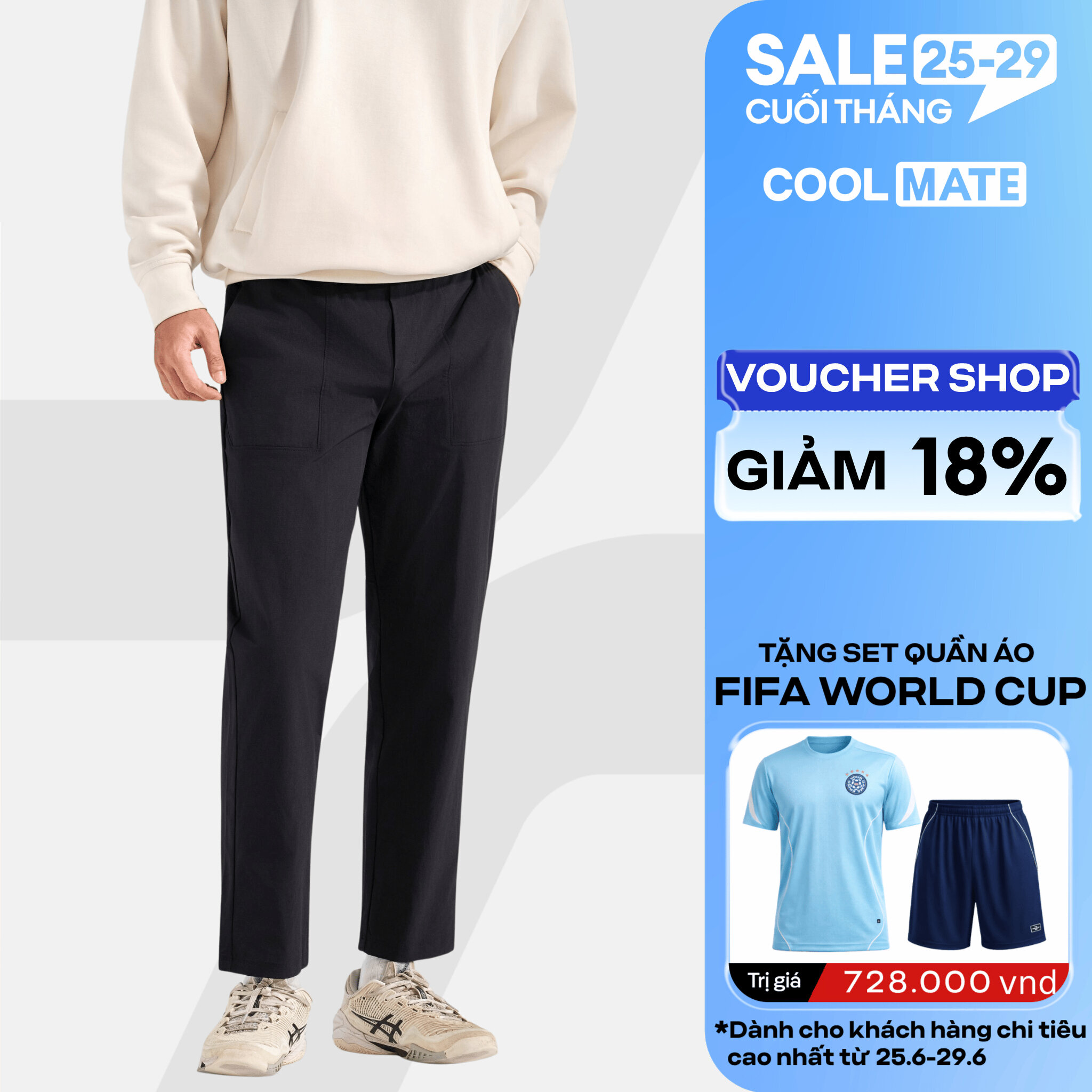 Quần dài nam ECC Ripstop Pants trượt nước, chống bám bụi, thoáng khí, Quần mặc Tết Coolmate