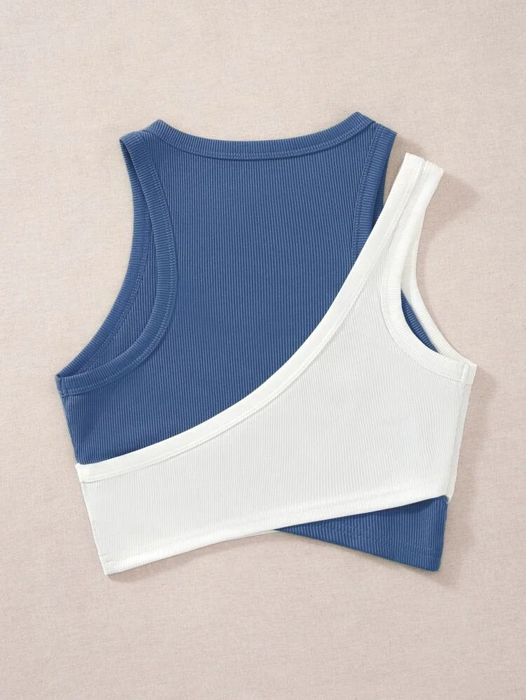 Áo croptop tà xéo mix Áo Trắng lệch vai