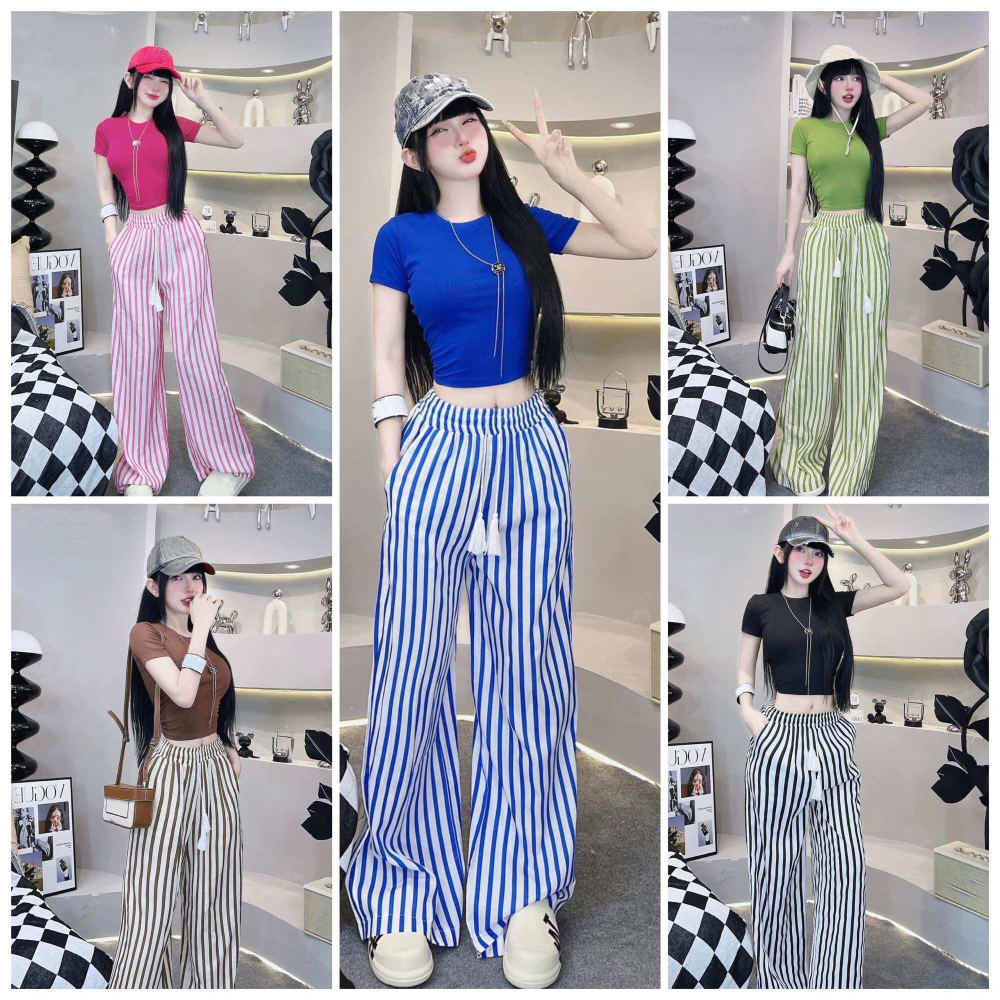 Set áo corop kèm quần sọc