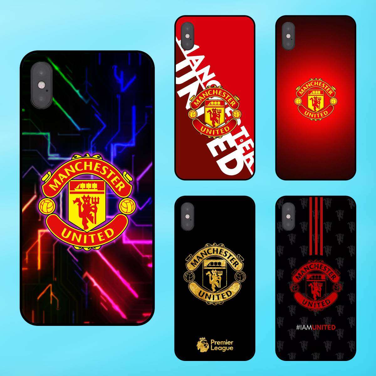 Ốp lưng điện thoại iphone x, xs viền đen clb bóng đá mu