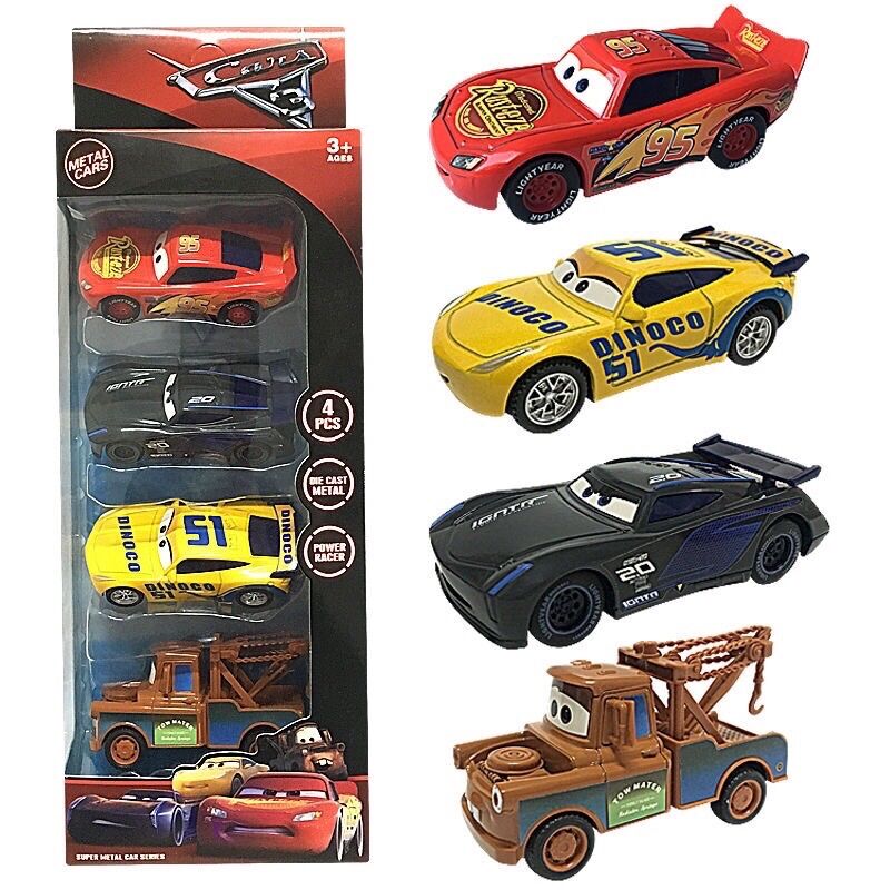 Bộ 4 xe ô tô Macqueen  bằng sắt chạy cót