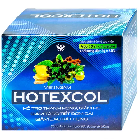 Viên ngậm thảo dược Hotexcol - Hộp 10 vỉ x 4 viên