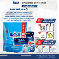 Combo Finish: Viên Rửa Chén Finish Nhật Bản Power Cube 100 Viên + Nước làm bóng Finish 500ml + Muối rửa chén 2kg