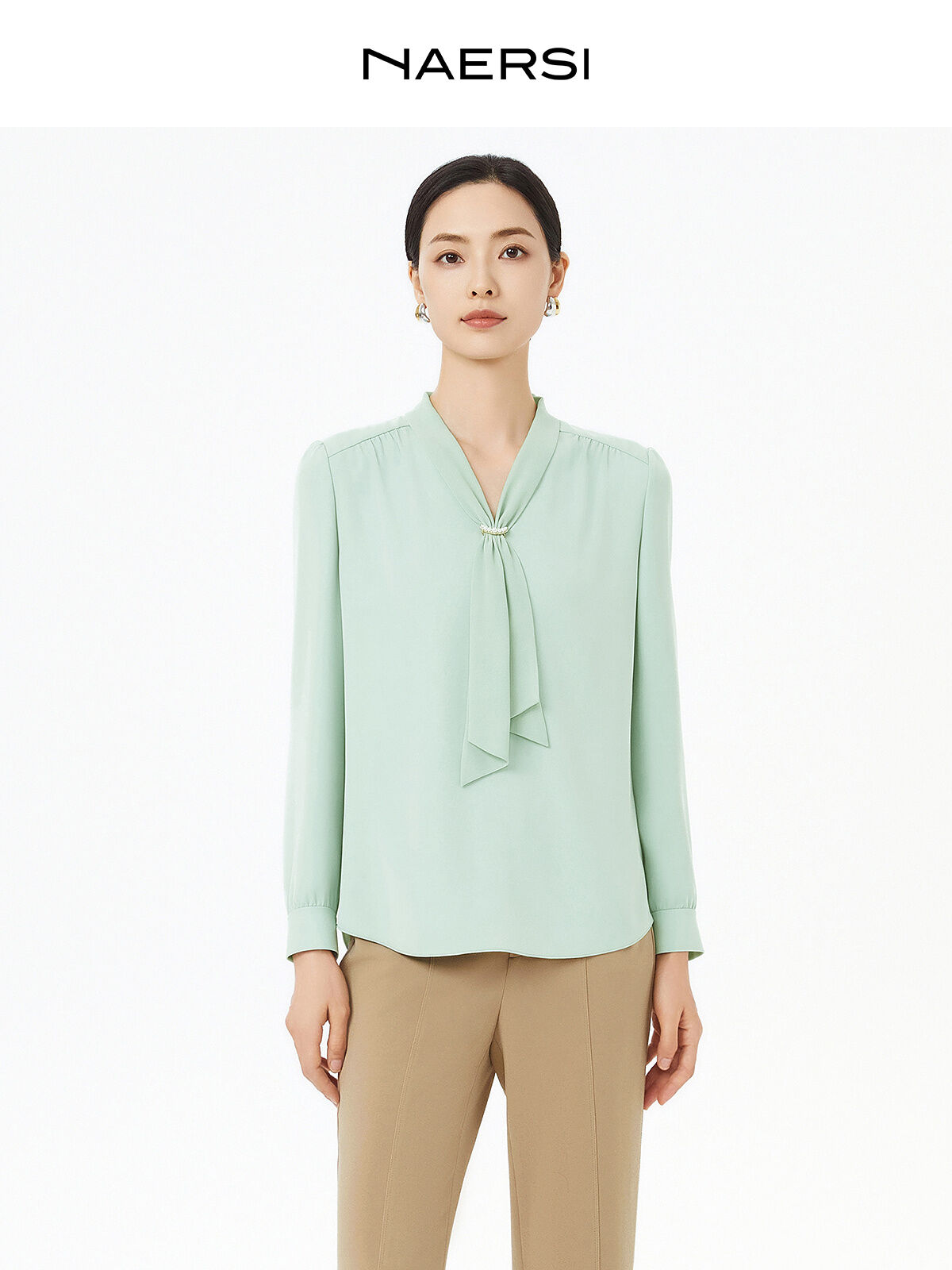 NAERSI | Commute Simple Long Sleeve Top Spring Autumn Versatile Fashion Blouse - Thương hiệu NAERSI Giá 3,711,000 Đồng*Miễn phí vận chuyển