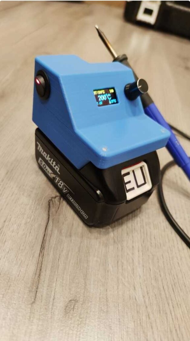 Vỏ nhựa trạm hàn hakko t12 OLED dùng pin makita 18v in 3d đặc 30% không kèm mạch tay hàn