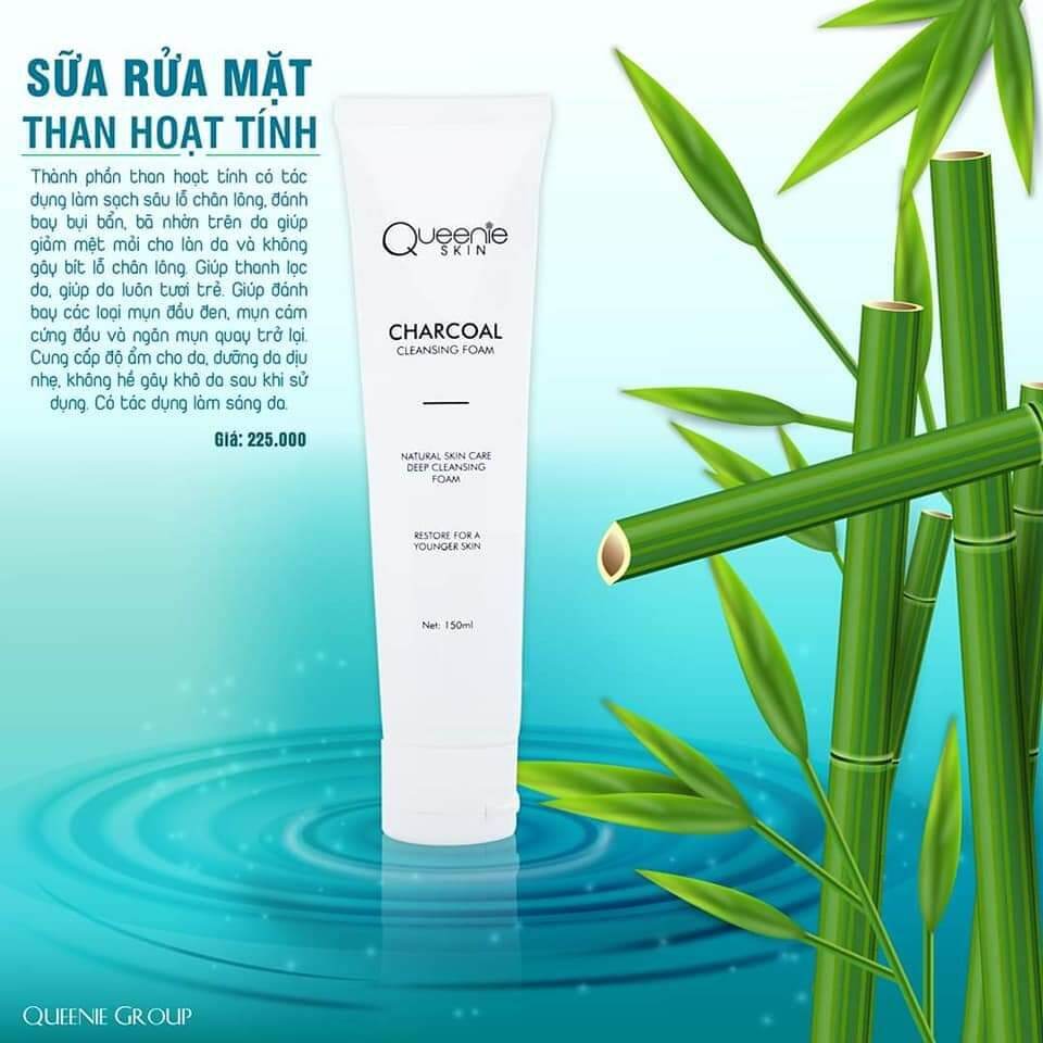 Sữa rửa mặt than hoạt tính queenie skin
