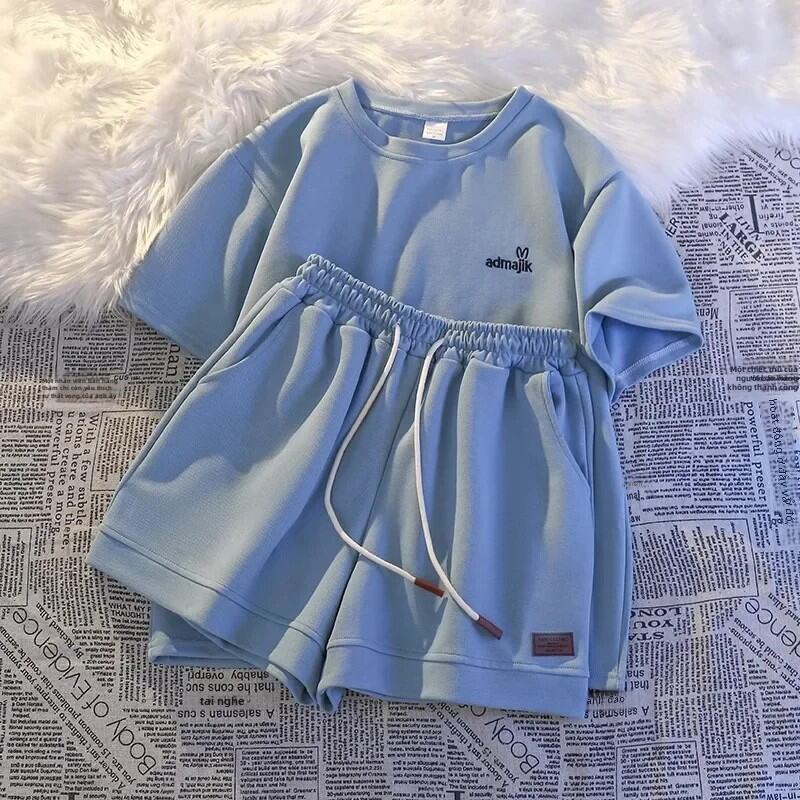 Mùa Hè Mới Nam Tay Ngắn Thêu Hạt Cotton Bộ Đồ Thể Thao Dáng Rộng Chạy Áo Vest Phong Cách Nhàn Rỗi Ph