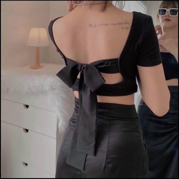 Áo Croptop phối nơ lưng nữ