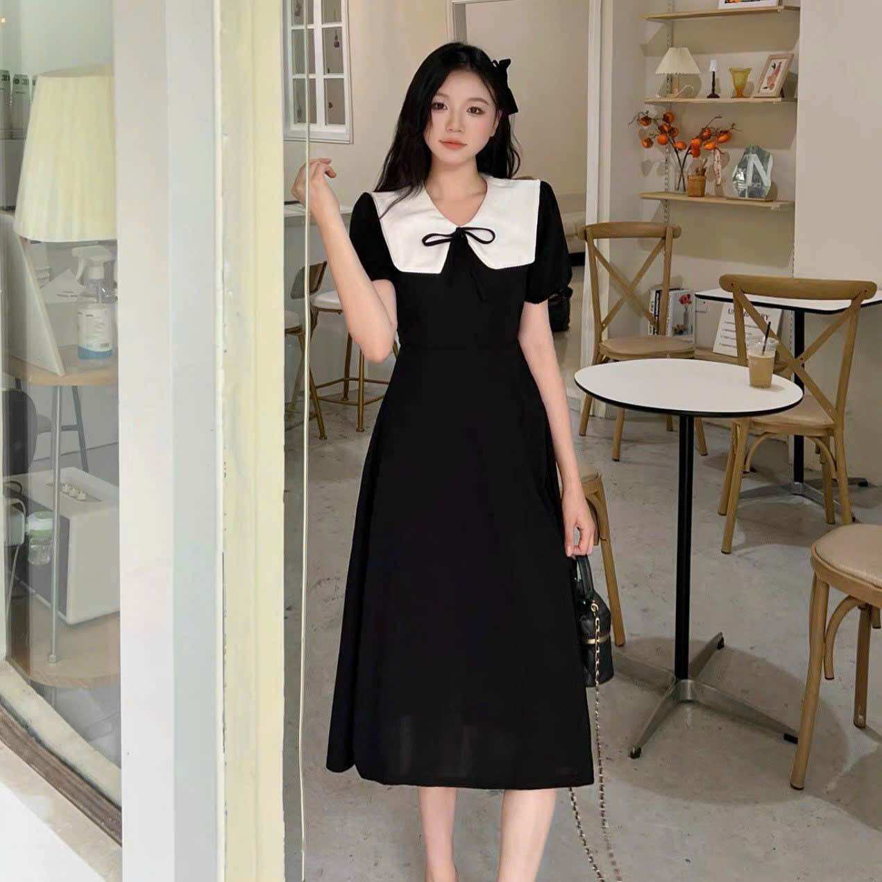 Đầm suông cổ thuỷ thủ trắng 2 màu