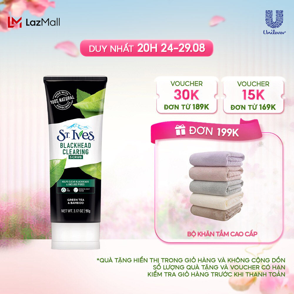 Sữa rửa mặt tẩy tế bào da chết St.Ives chiết xuất Trà xanh & Than Tre 90G