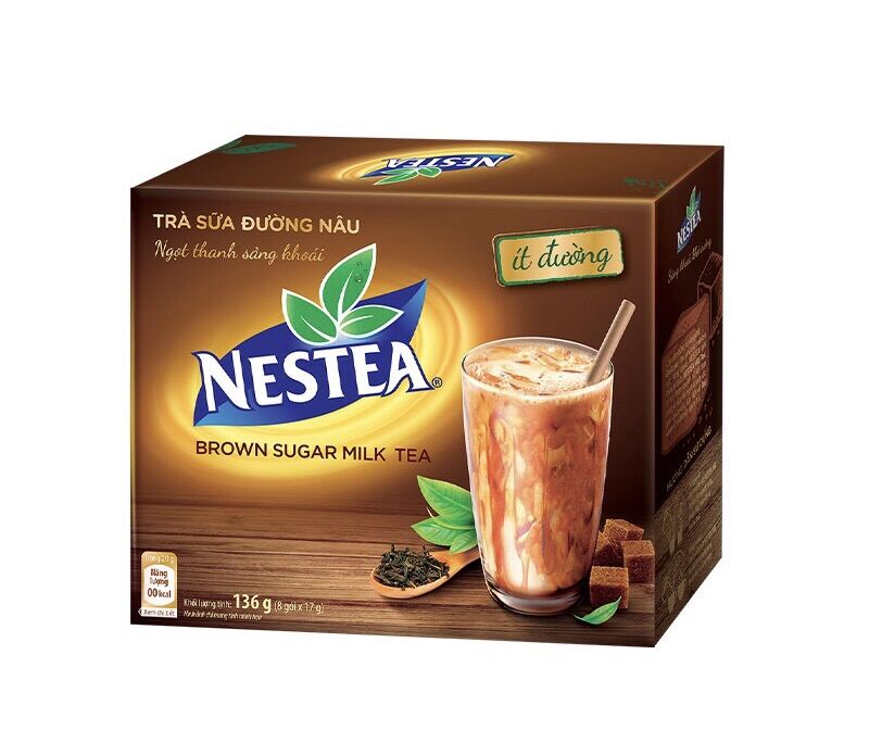 Hộp 8 gói 17g trà sữa đường nâu nestea