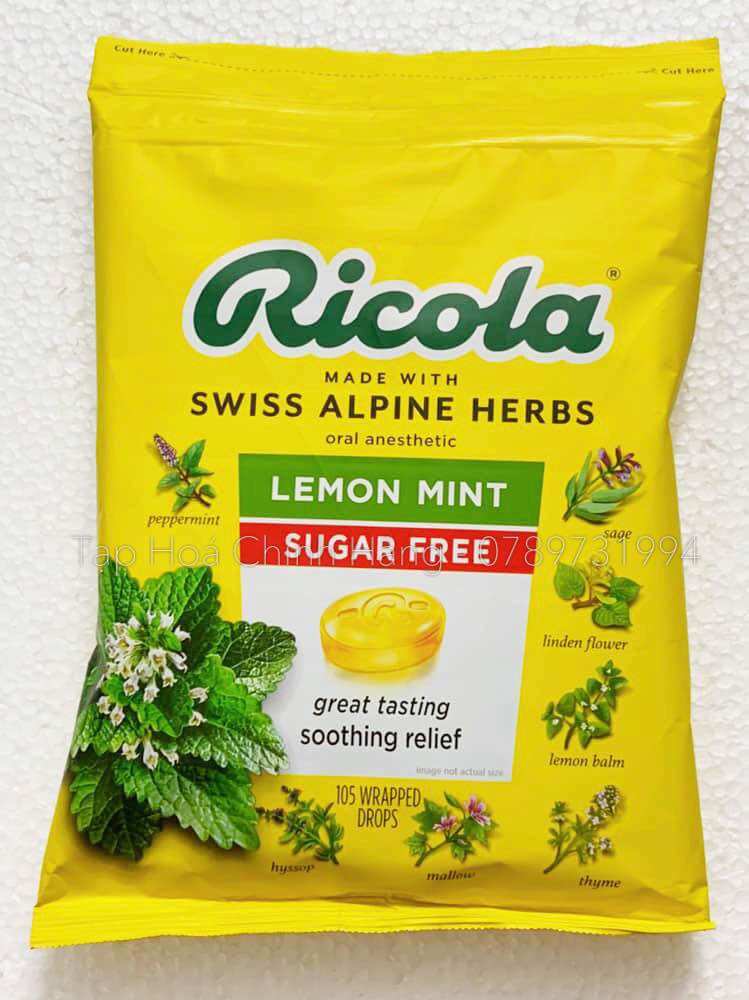 Kẹo thảo mộc giảm ho, khàn Ricola 105v
