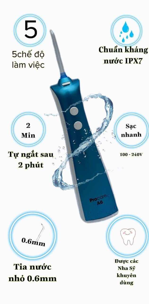 Máy tăm nước du lịch sang trọng Procare A6 (Cải tiến 2022)