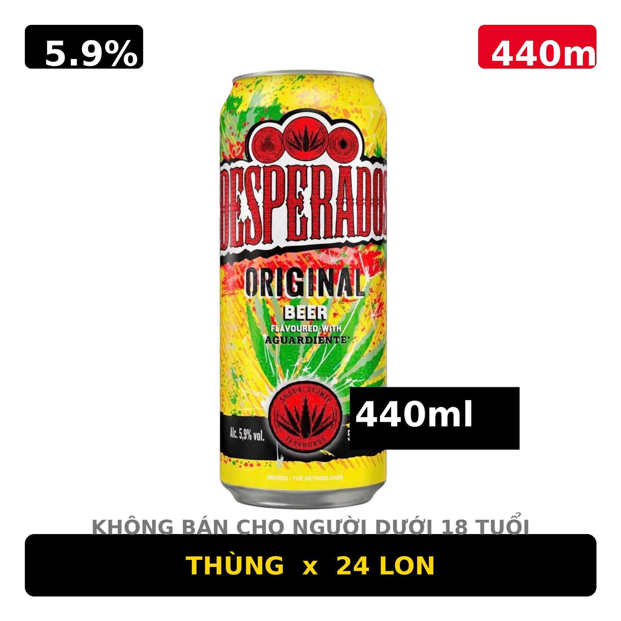 [Date 05.2027] Thùng x 24 Lon Bia Desperados Original Tequila 5.9% 440ml - Nhập Khẩu Pháp