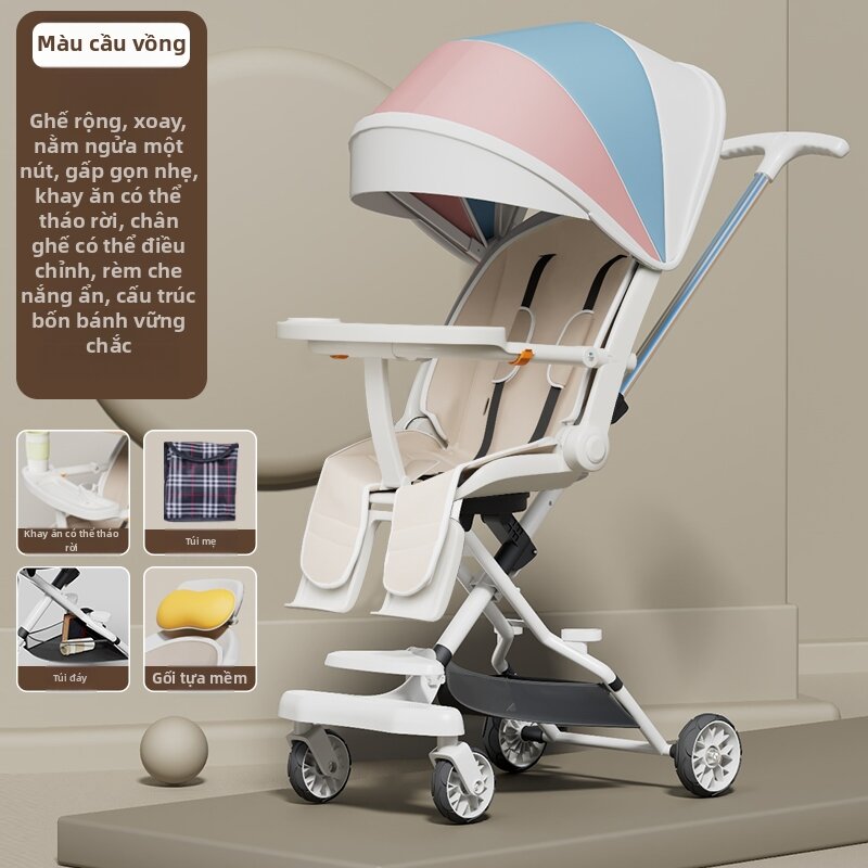 Portable Adjustable Reclining Shade Baby Stroller Bi-directional - 8