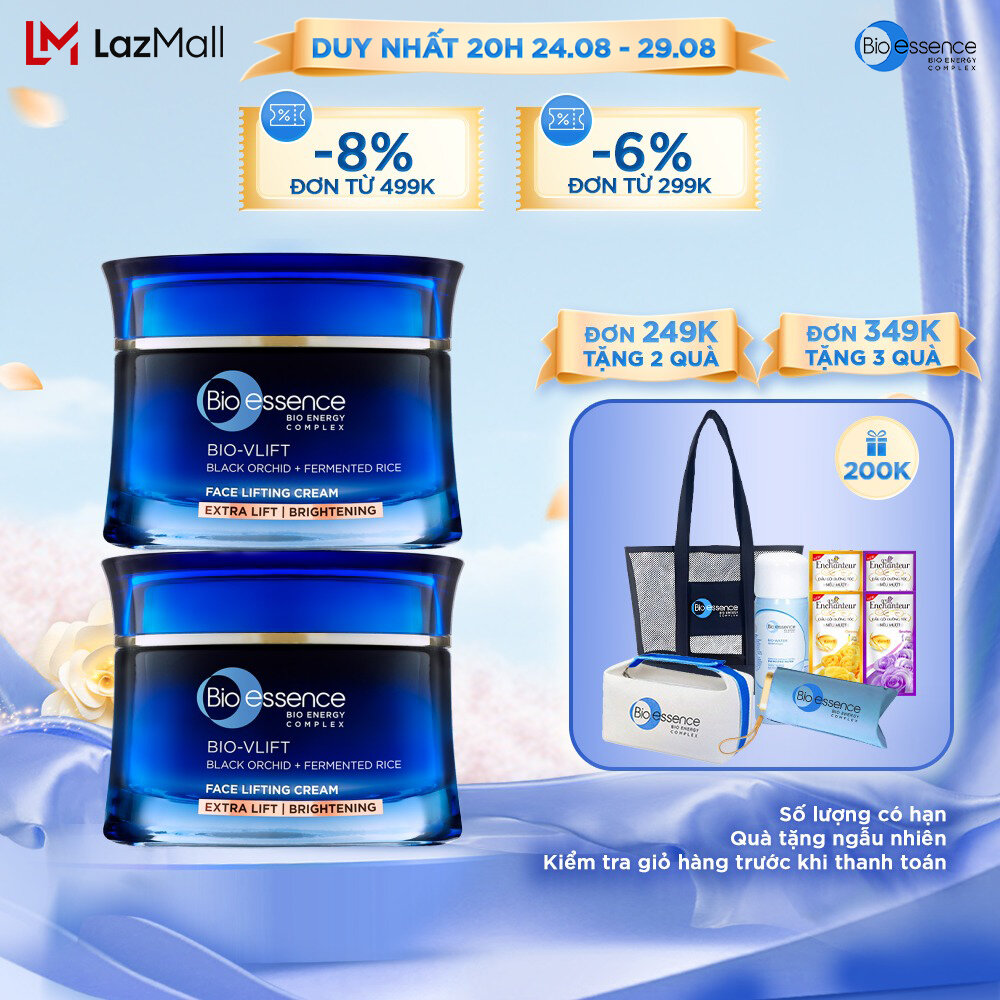 Bộ 2 Kem nâng cơ mặt & dưỡng trắng Bio-Essence Bio-Vlift Bio-Essence Vlift Brightening Chiết xuất hoa phong lan đen 45gr x2