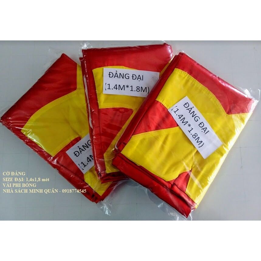 Lá Cờ Đảng, Cờ Búa liềm vải Phi bóng, size 1x1,4met