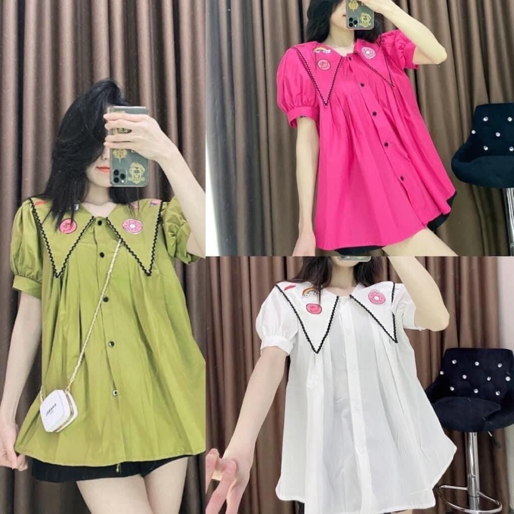 [Ảnh thật] 60-90kg Bigsize SET CỔ BÈO THÊU SET450