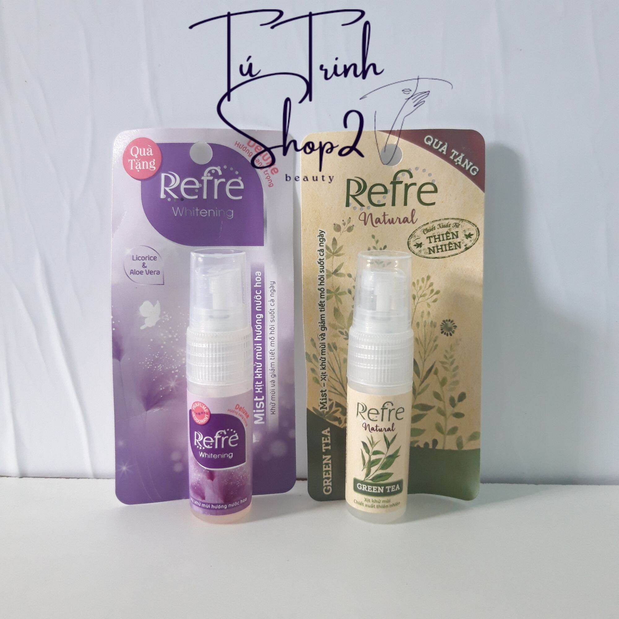 (DÙNG THỬ- 6ml) Combo 5 Xịt khử mùi Refre (6ml- 2 mùi Whitening/Natural) (Màu ngẫu nhiên)