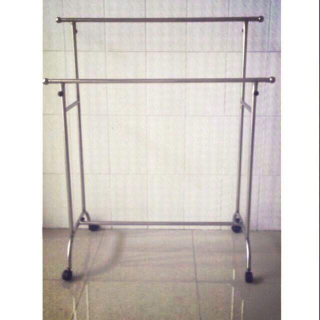 Sào phơi đồ 2 tầng inox có bánh xe