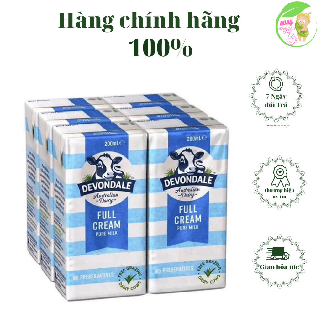 Lốc 6 hộp Sữa tươi tiệt trùng Devonale Úc nguyên kem 200ml