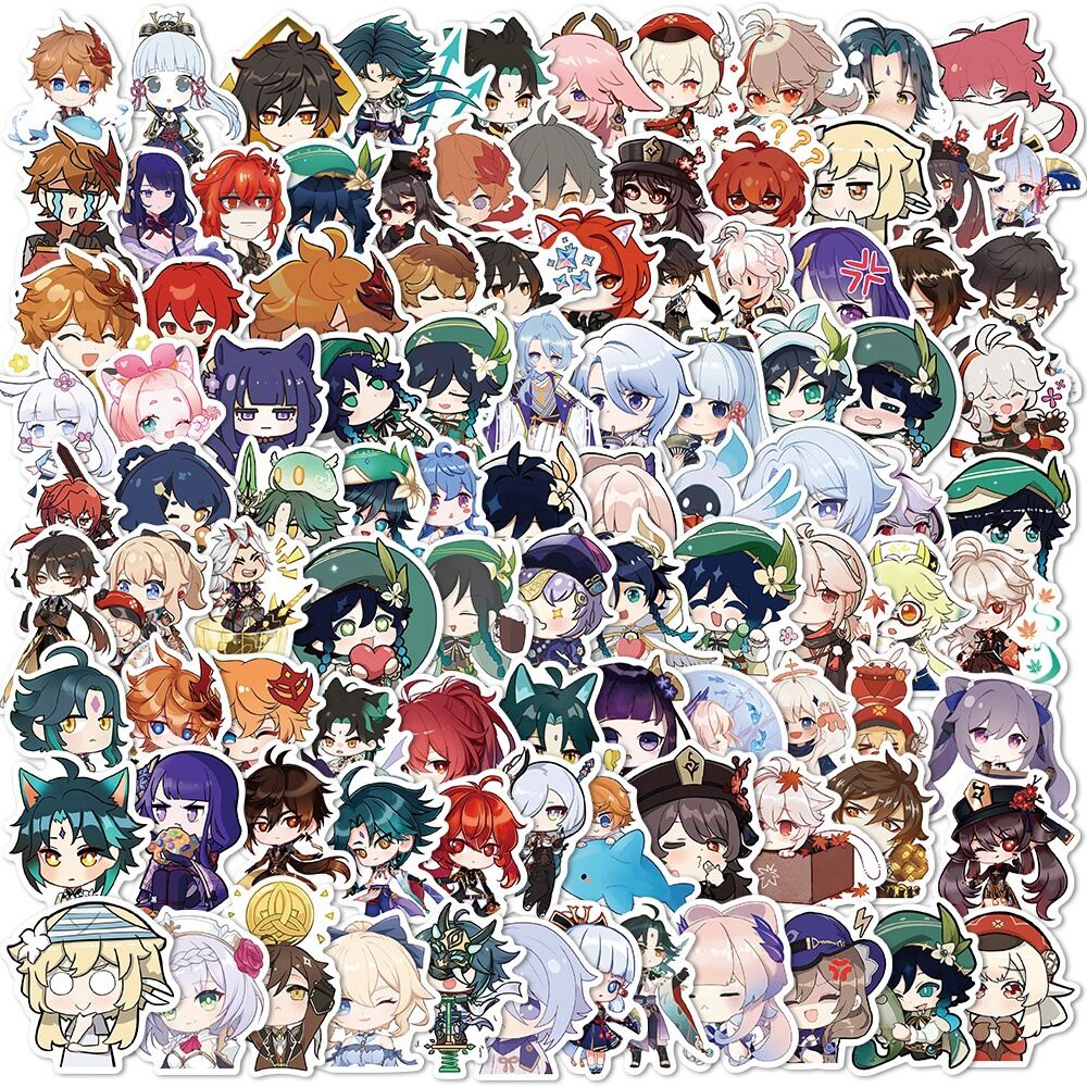 Set 50 miếng sticker hình dán chống nước genshin impact