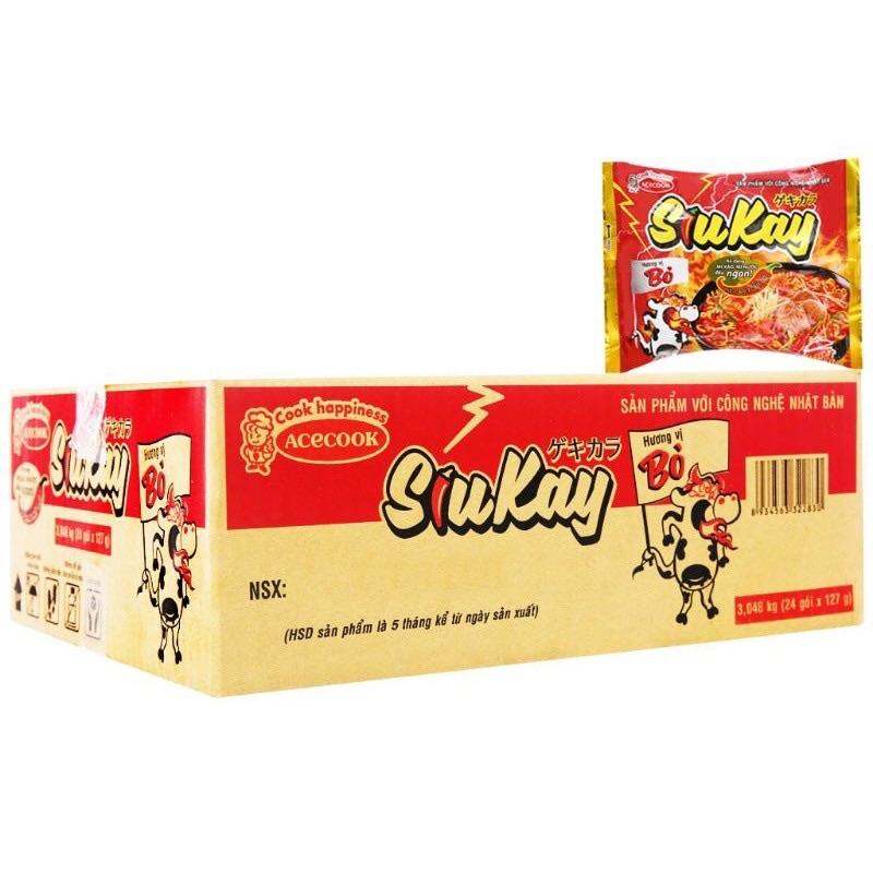 Thùng mì Siukay vị bò cấp độ 7 thùng 24gói x125 g