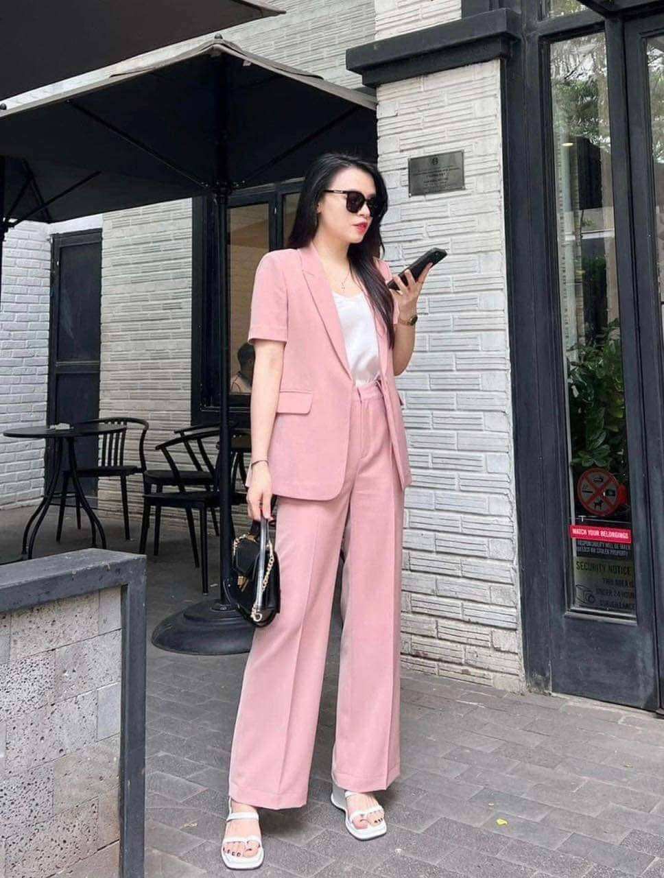 [HCM]SET BLAZER ĐÍNH NÚT CỘC TAY QUẦN ỐNG SUÔNG , SET VEST CÔNG SỞ, DỰ TIỆC SANG TRỌNG