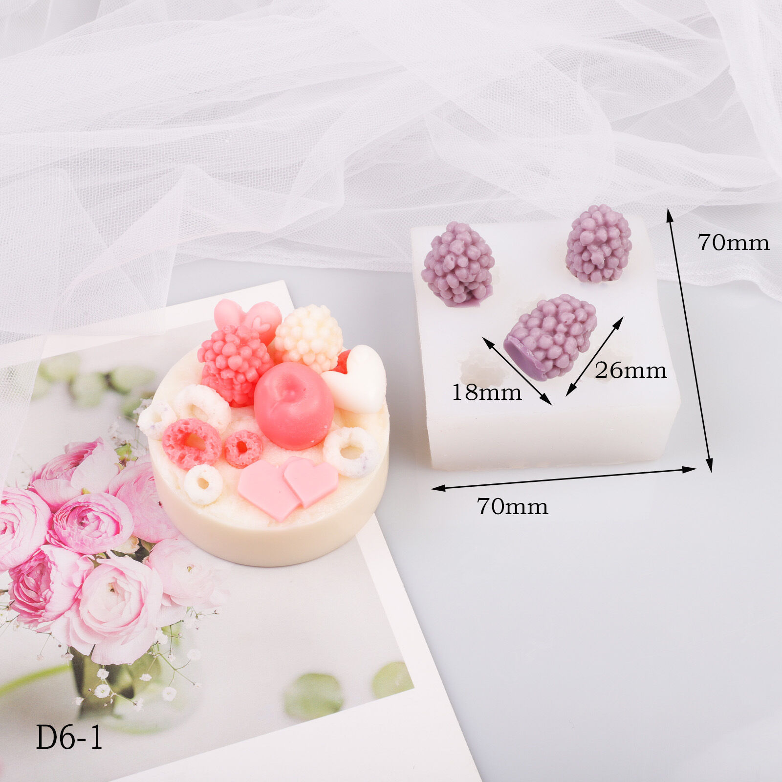 Khuôn nến thơm diy khuôn silicon khuôn nướng bánh macaron dâu việt quất dâu tây sô cô la
