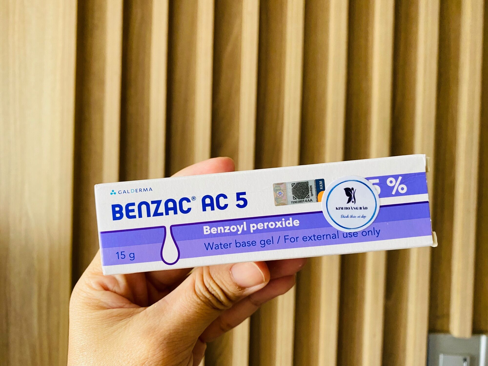 Gel chấm mụn viêm, mũ benzac ac 5% 15gr Kim Hoàng Bảo