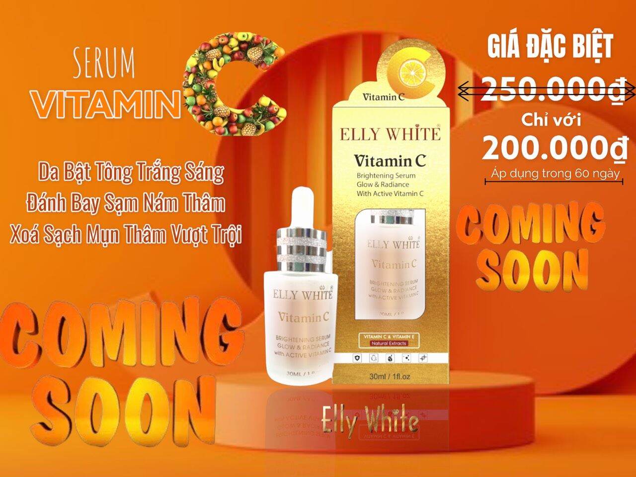 Serum vitamin c elly white , dưỡng trắng da ,mờ nám tàn nhang da