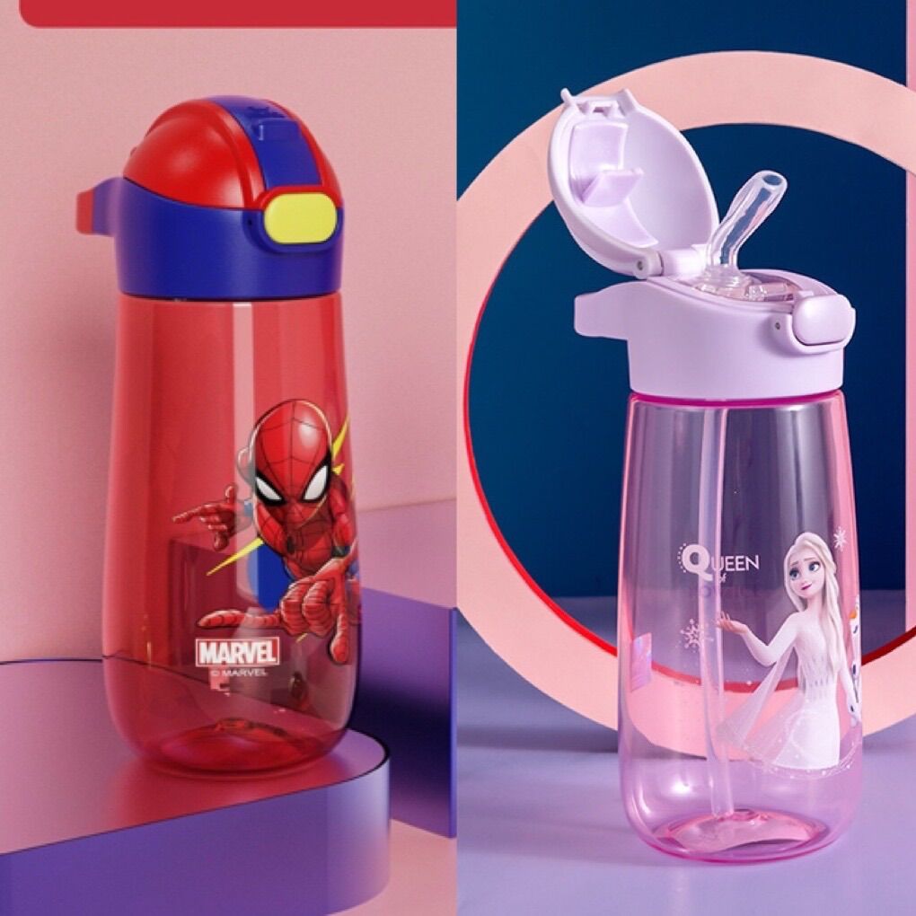 Bình nước siêu nhân nhện / elsa 600ml siêu đẹp