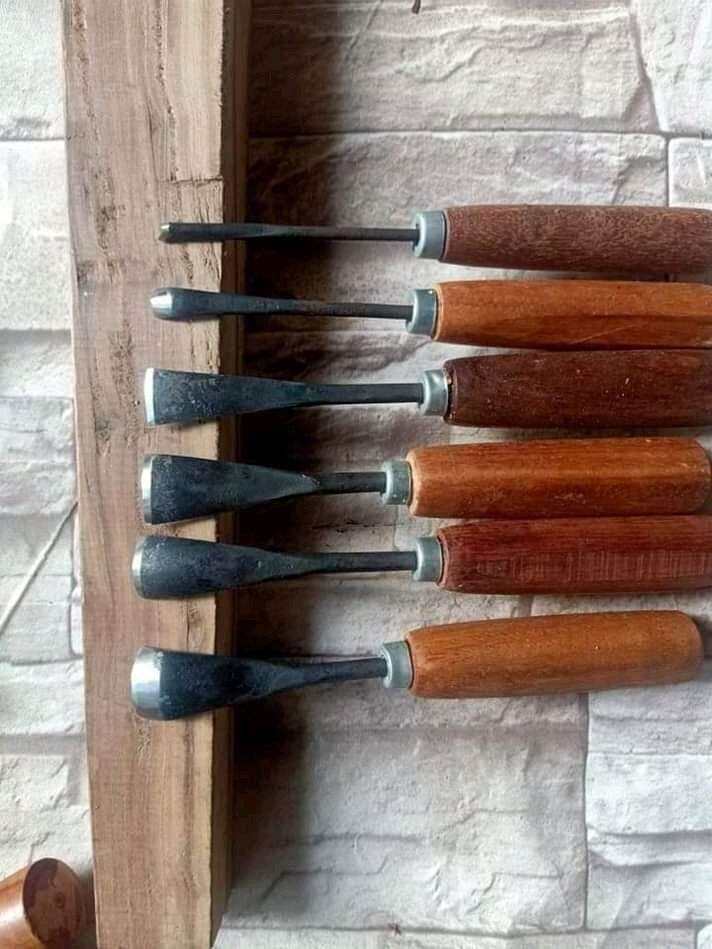 Bộ đục 6 cây đục sáo diều đục bonsai đục gỗ đục điêu khắc mài sắc kèm cán gỗ nghiến