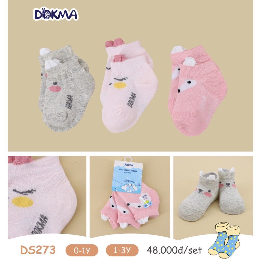 Dokma - Set 5 đôi , 3 đôi tất trẻ em phối tai (0-1y)